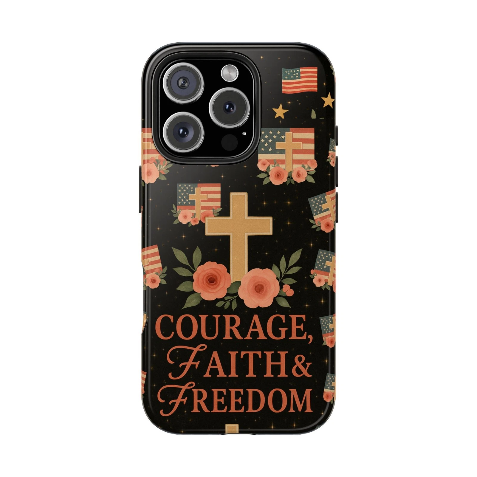 Floral Cross iPhone Case - Heavy Duty Protective Cover