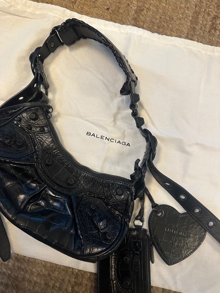 Balenciaga XS Le Cagole Black Croc Embossed (With dust bag)