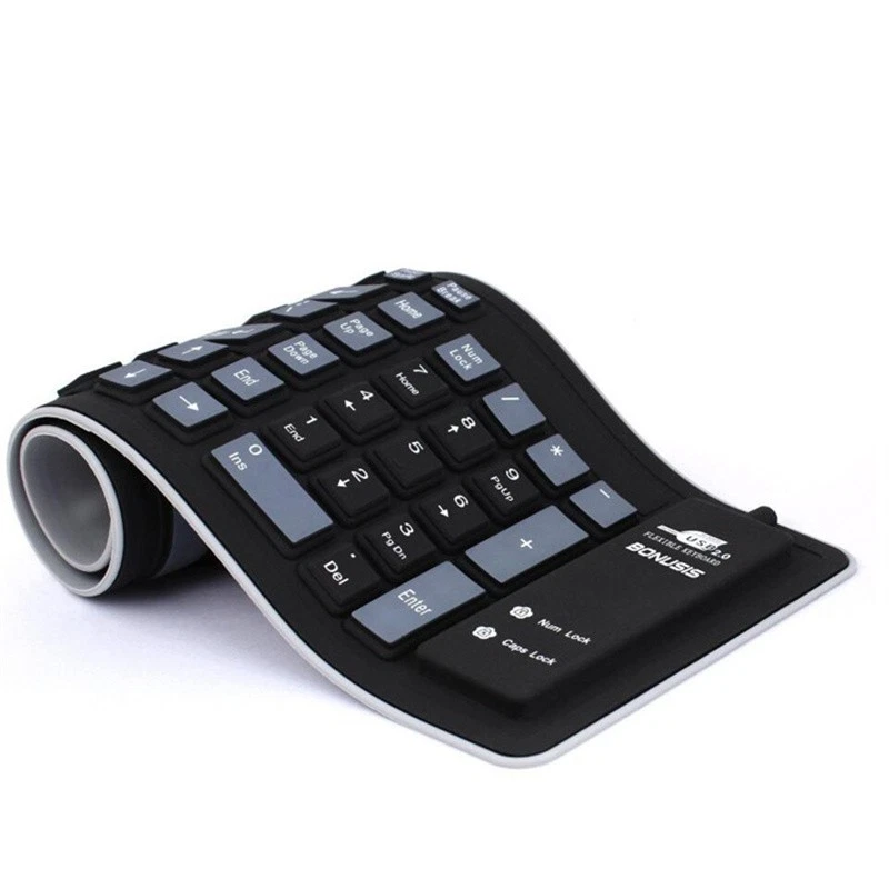 Wired Keyboard Foldable Silicone USB Flexible Waterproof Slim For PC - Image 4 of 4