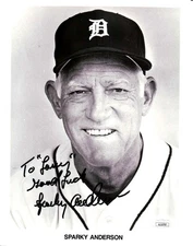 Sparky Anderson Signed Autographed 8X10 Photo Tigers "To Larry" JSA AU16797