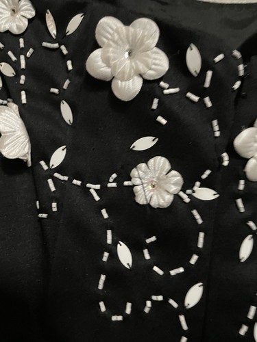 VTG Zum Zum Niki Livis Formal Gown Prom Dress Size 7 Chest 32-34 Flowers Beads - Picture 6 of 6