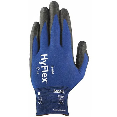 Ansell 11-816 Coated Gloves, Foam Nitrile, Foam, Palm, 4 Abrasion Level, Blue,