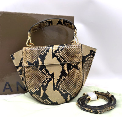 AUTH NWT $925 Wandler Hortensia Mini Snake Embossed Leather Top-Handle Bag W/BOX