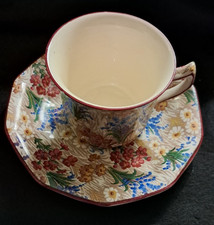 ROYAL WINTON IVORY/ GRIMWADES "MARGUERITE" CUP & SAUCER EED RIM - ENGLAND