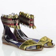 Damen Jimmy Choo Riemchensandalen Flach Metallic Trendy Schuhe 841970