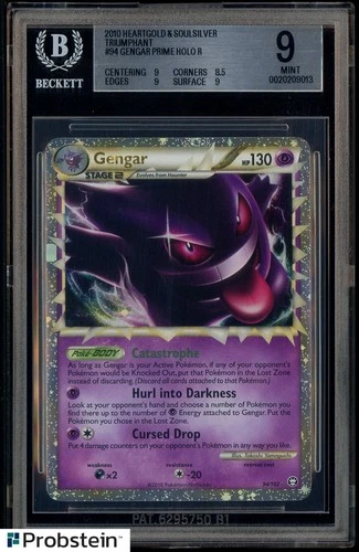 2010 Pokemon Heartgold & Soulsilver Triumphant #94 Gengar Prime Holo BGS 9 MINT