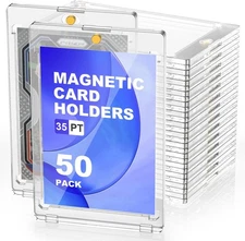50 Pack Magnetic Card Holder 35PT U-V Protection Hard Trading Game Card Case
