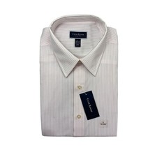 Club Room Mens Slim Fit Striped Dress Shirt Pink White L 16-16.5