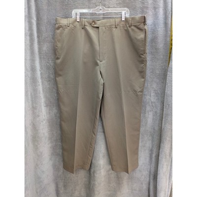 Mens Tan Dress Pants 44 x 30 Flat Front Business Casual Minimalist