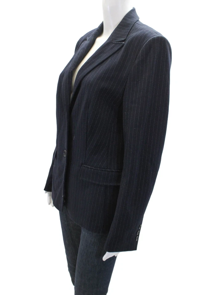 Blazer BASLER Mujer Estampado Rayas Cuello Muescas Abotonado Azul Talla 40 Foto 2 de 4