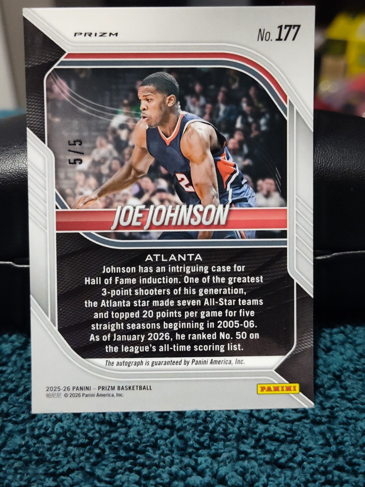 2025-26 Prizm Joe Johnson Gold Vinyl Auto #5/5 view 5