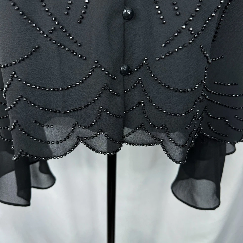 Vintage Dress Barn Womens Black Beaded Top Size 24W Party Chic Cocktail Elegant - Image 4 of 4