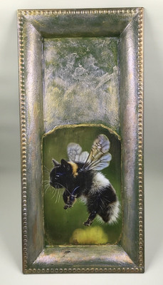 Decorative Trinket Tray Bumble Bee Cat Kitten Rectangular Unique  & quirky cute!