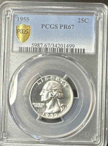 1955 Silver Proof Washington Quarter PCGS PR67