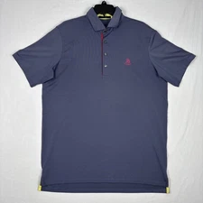 Greyson Polo Men's Large Blue Striped Performance Stretch Golf Casual Preppy EUC