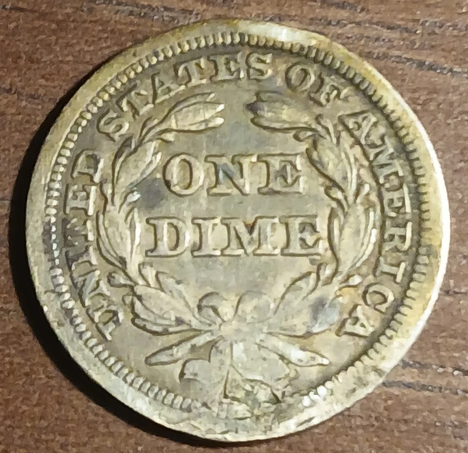 1850 Seated Liberty Dime (XF) Damaged #474 - Image 2 of 2