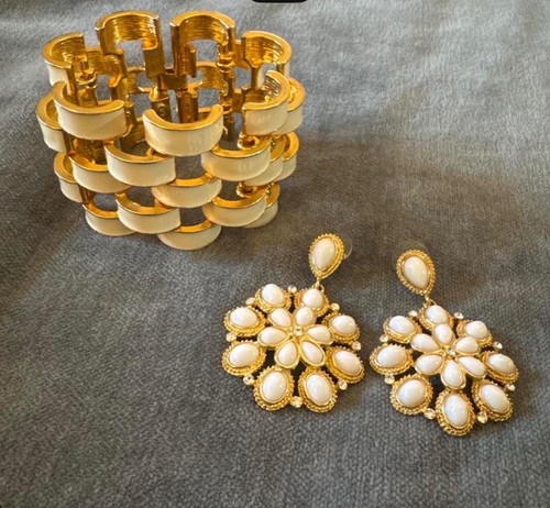 Vintage Kenneth Jay Lane Enamel Bracelet & Earrings