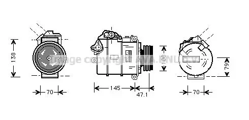 Compresseur de climatisation R 134a BWAK306 AVA QUALITY COOLING pour BMW 7 5 3 - Photo 1/4