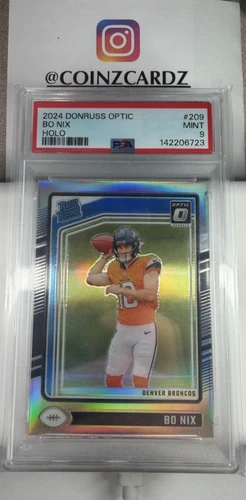 Bo Nix 2024 Panini Donruss Optic #209 Holo Rated Rookie PSA 9