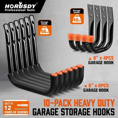 10PC Garage Utility Hooks 9'' & 6  Wall Hook for Bikes Kayak and Hanging Ladders