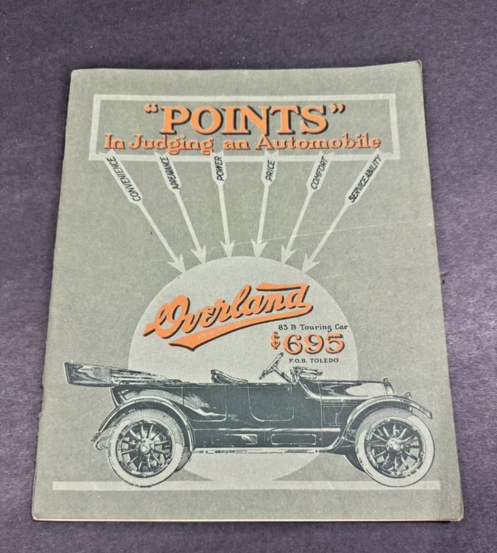 Early Willys Overland Model 75 "Points in Judging and Automobile" Brochure