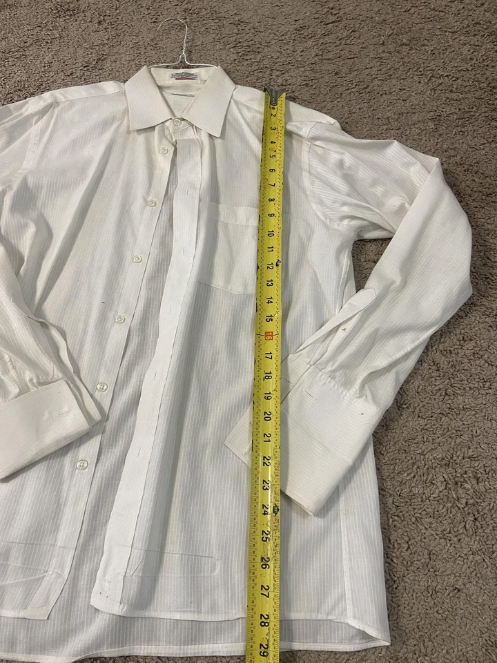 Camisa Christian Dior Para Hombre 15.5 34 Vestido Blanco Hecho en EE. UU. Puño Francés Rayas Foto 2 de 4