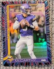 2025 Topps Chrome Football JJ McCarthy  Neon Pulse Refractor #199 Vikings 