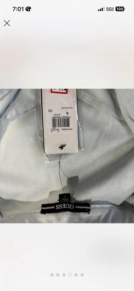 Guess Light verde azulado terciopelo abotonado manga larga camisa mujer talla S nueva wtag Foto 4 de 4