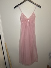 Vintage JC Penny's Baby Pink Lace Sheer Nightgown Chemise Small 8/10 USA