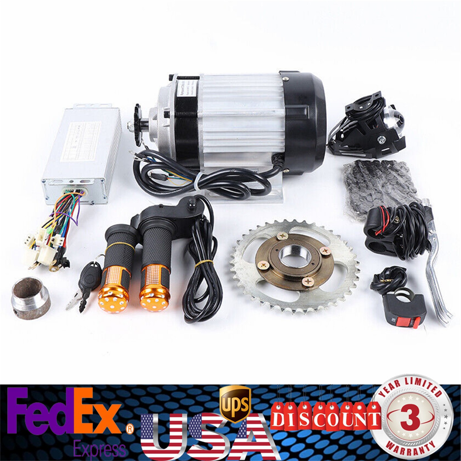 For Adults Tricycle Trike New 48V 750W Electric 3-wheel Bike Brushless Motor Kit