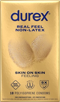 Durex Real Feel Skin On Skin Feeling Polyisoprene Condoms - 10 Pack