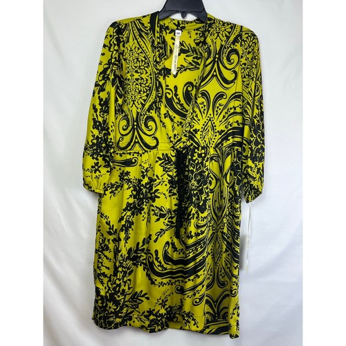 NWT Uncle Frank Women's Size XS Green/Black Floral Print 3/4 Sleeve Dress