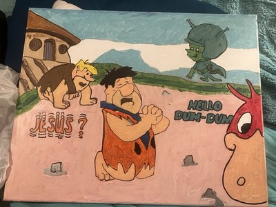 Hand Painted By Peter Handcock , Depiction Of Primitive Man s Alien Experience
