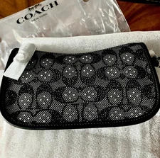 NWT Coach Originals 80's Design Black Crystal Signature Jacquard Swinger Bag 20