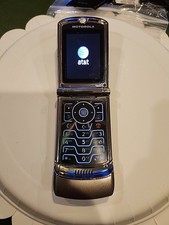 Motorola RAZR V3m Chrome/Silver Flip Phone At T No Battery Tested READ