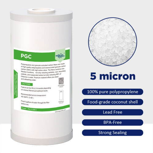 8 Pack 5 Micron 10"x4.5" Whole House Carbon Sediment Water Filter for GE GXWH40L - Picture 7 of 12