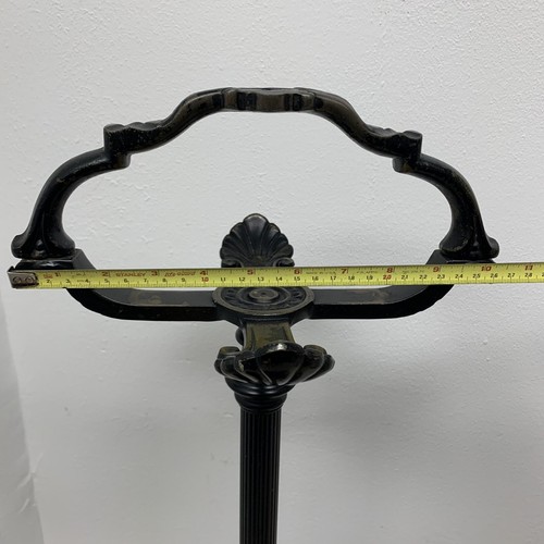 VTG 1940s Solid Cast Iron 28” Floor Bowl Stand w/ Hand Blown Amber Glass 8” Dish - Picture 23 of 24
