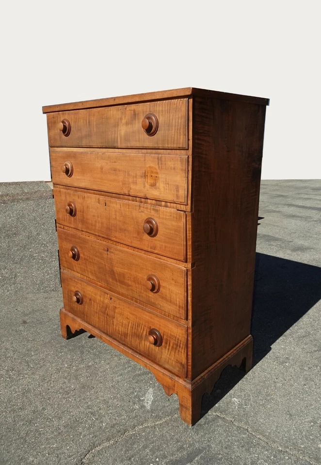 Комод на четверть доллара XIX века из распиленного дуба для хайбоя верхний сундук французское кантри - Изображение 3 из 4