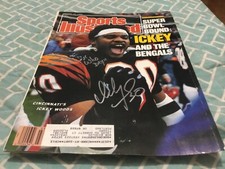 ICKEY WOODS SIGNED 1989 SPORTS ILLUSTRATED/CINCINNATI BENGALS, ”WHO DEY” SHUFFLE