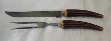 Vintage faux antler stainless steel Regent Sheffield carving set -  Eversharp
