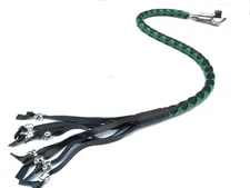 PU Leather Motorcycle Whip Get Back whip with Skull Tassles 36" GREEN / BLACK