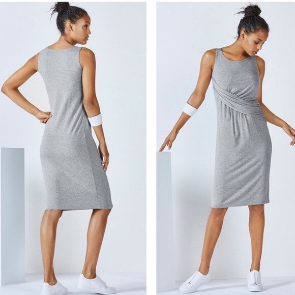 Fabletics Retta Dress Gray Sleeveless Tank Midi Athletic Womens Size Large Fabletics Retta Dress Gray Sleeveless Tank Midi Athletic Womens Size Large