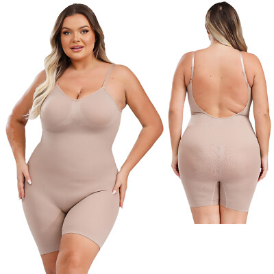 Women Jumpsuit Shaper Bodysuit Short Shapewear Daily Swimsuit Adjustable  Straps