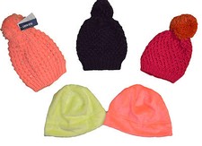 Girl's Old Navy Yellow, Orange Plush Beanie Purple, Orange, Pink PomPom Beanie
