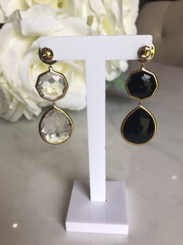Orecchini a goccia $3200 Ippolita Rock Candy quarzo trasparente e onice oro 18 carati non corrispondenti - Foto 9 di 12