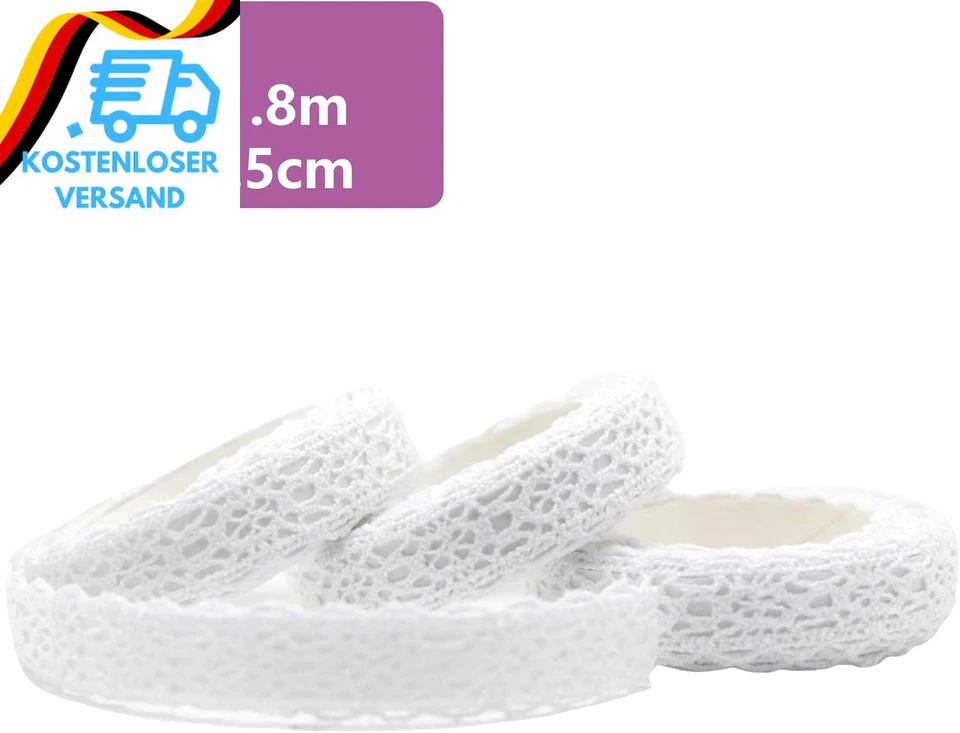 3 Rollen Spitzenband Weiß Vintage Selbstklebend Dekoband Spitze Band, Deko Spitz - Bild 4 von 4