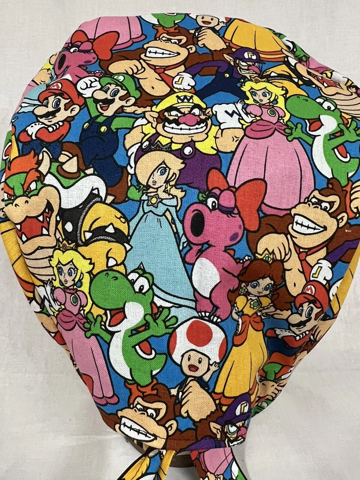 Men/Women Surgical Scrub Cap Lined Party Characters 100% Cotton - Image 2 of 4