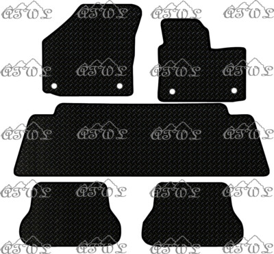VW CADDY MAXI LIFE 2008-ONWARD FULLY TAILORED BLACK RUBBER MATS 5-PCS, 4-CLIP