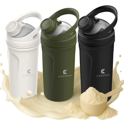 KHROOM Edelstahl Shaker Protein 700ml + Thermofunktion 12h kalt/warm spülmaschinenfest