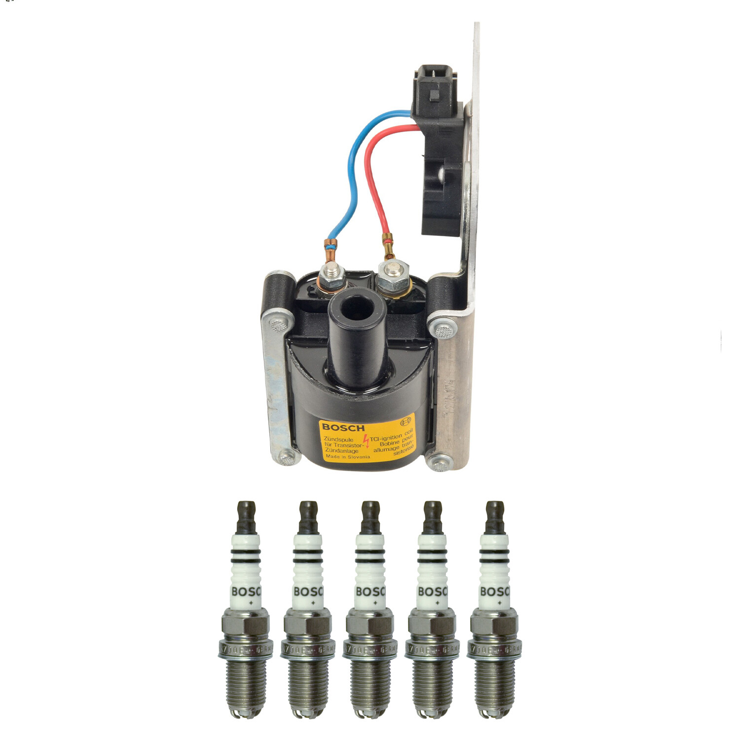 Bosch Ignition Coil 5 Nickel Spark Plug Kit For Volvo 850 C70 S70 V70 L5